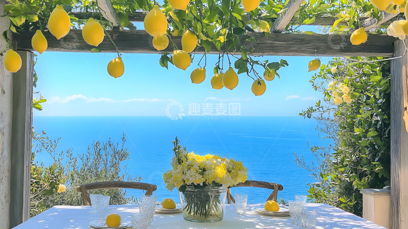高清大图下载【趣麦麦图】地中海风情柠檬树餐厅