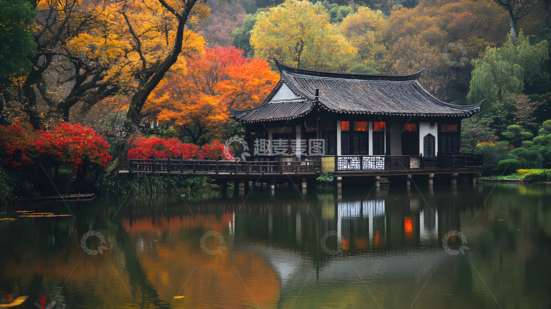 高清大图下载【趣麦麦图】秋天的日式庭院3