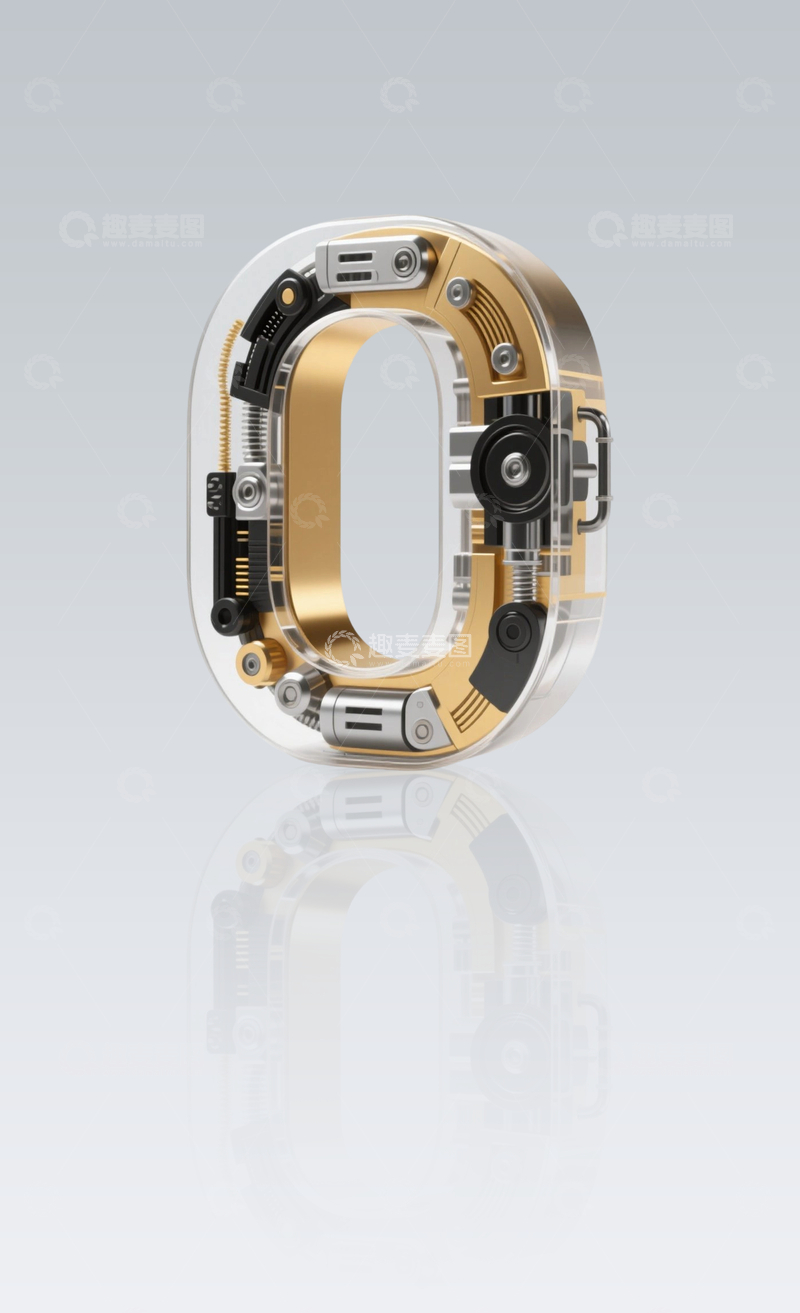 源文件下载【趣麦麦图】科技感机械数字0