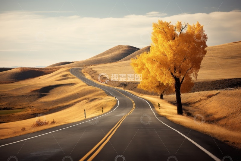 高清大图下载【趣麦麦图】荒漠里的一条公路