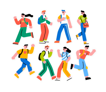 毕业季学生矢量插画风格人物2