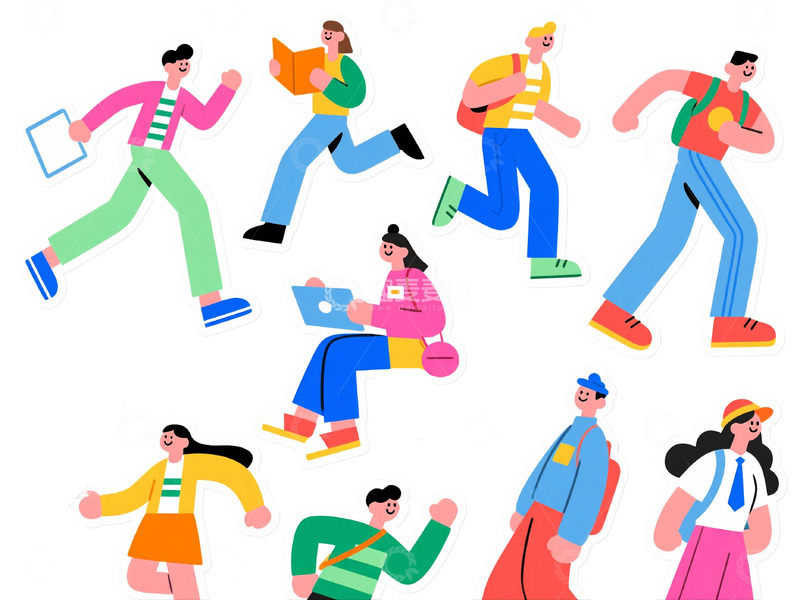 高清大图下载【趣麦麦图】毕业季学生矢量插画风格人物3