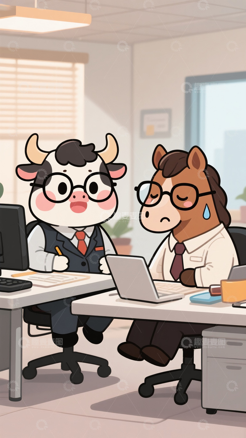 高清大图下载【趣麦麦图】可爱拟人的牛马职业人