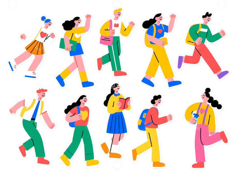 高清大图下载【趣麦麦图】毕业季学生矢量插画风格人物