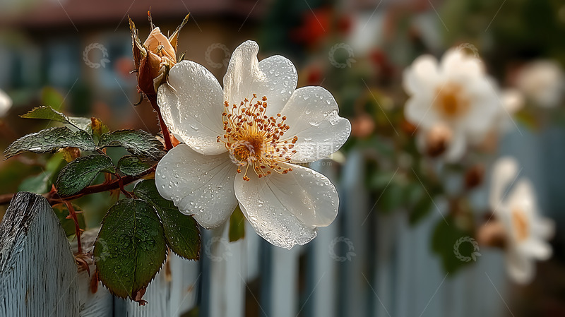 高清大图下载【趣麦麦图】街区的白色花朵2