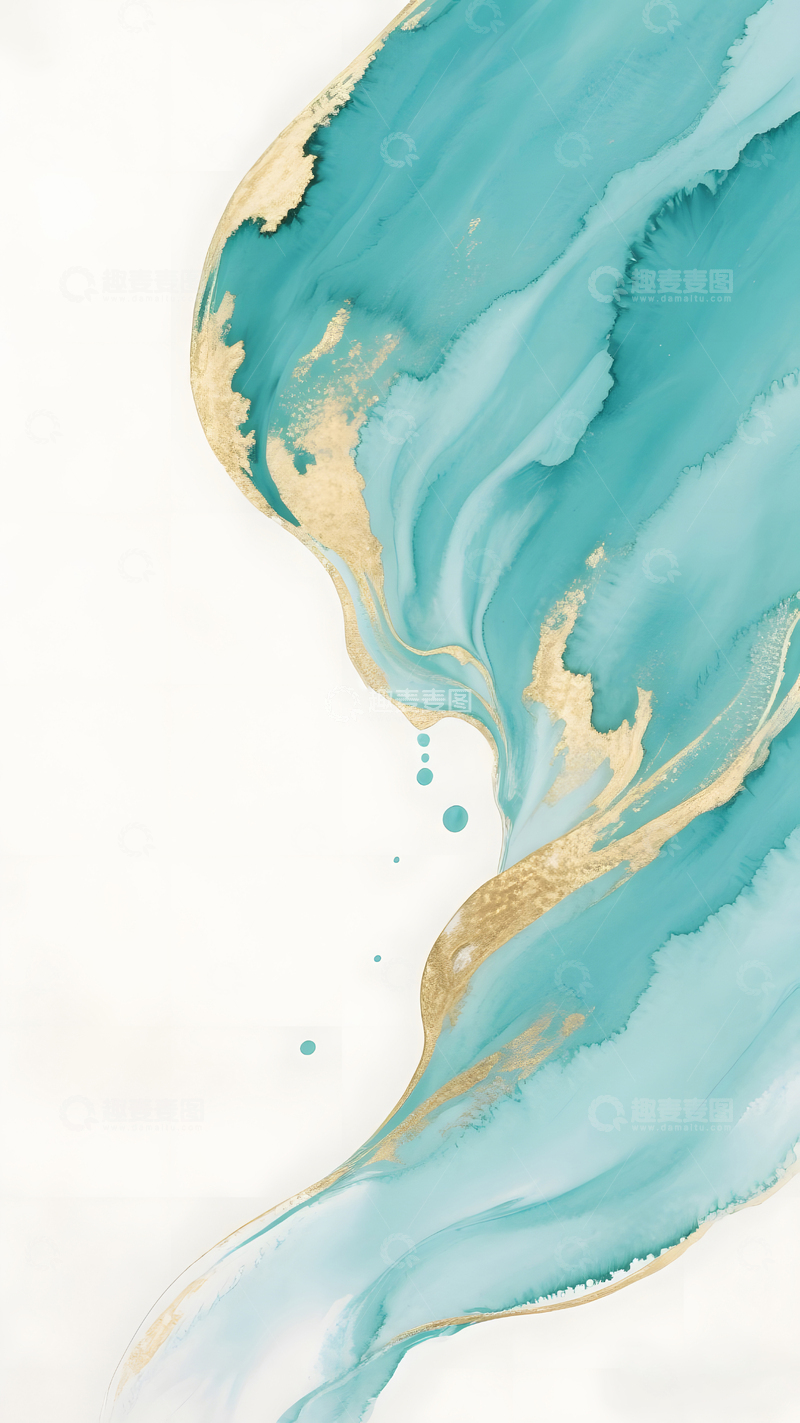 高清大图下载【趣麦麦图】蓝绿色水彩晕染2
