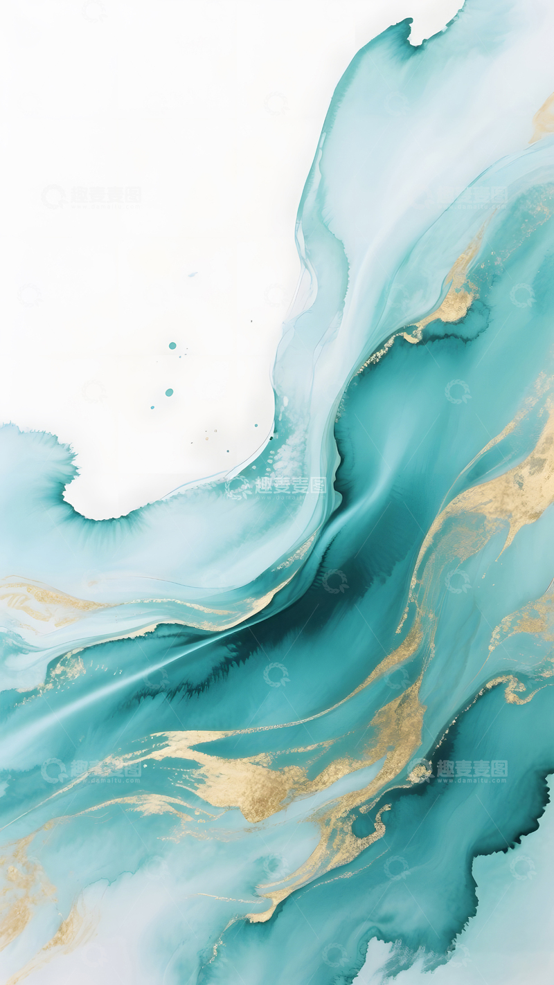 高清大图下载【趣麦麦图】蓝绿色水彩晕染3