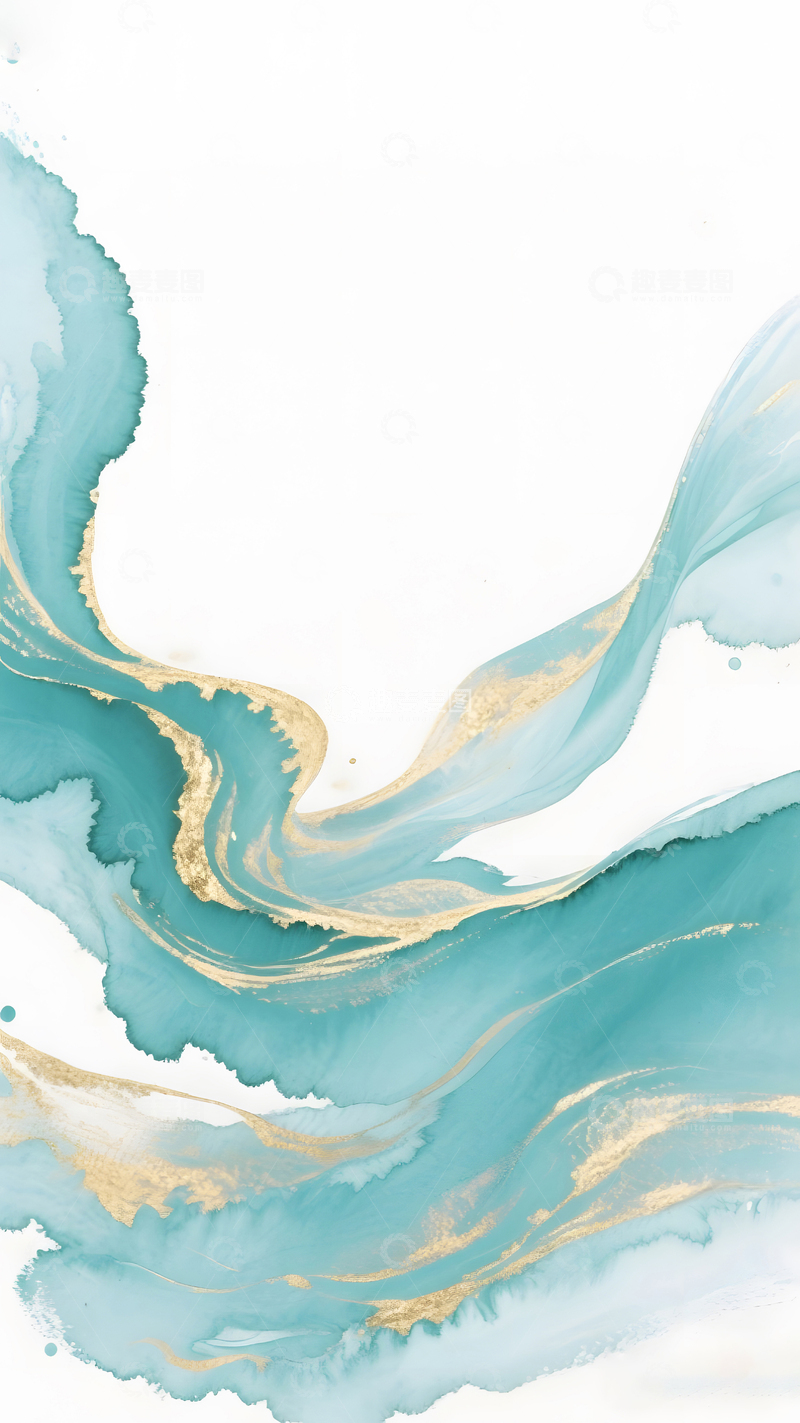 高清大图下载【趣麦麦图】蓝绿色水彩晕染1