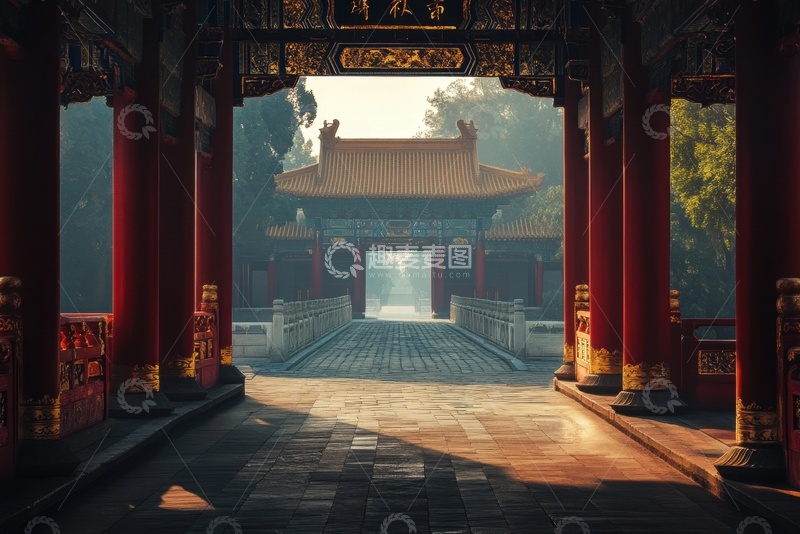 寺庙门楼建筑美景