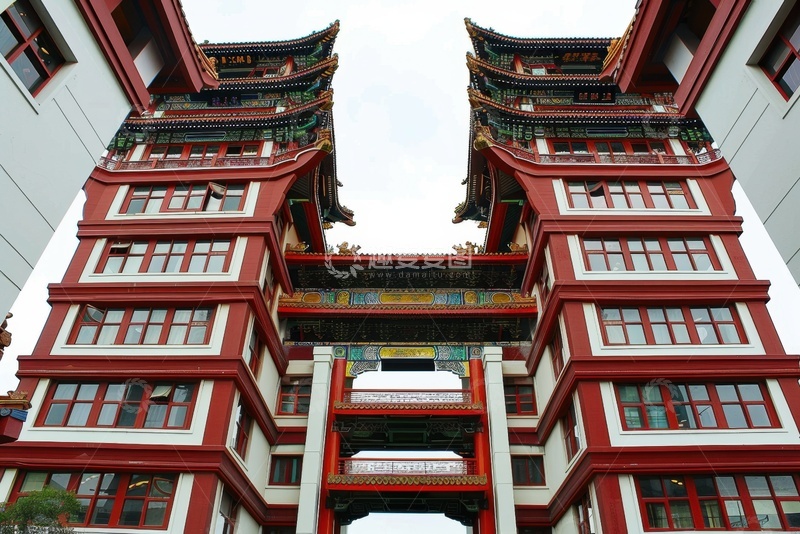 高清大图下载【趣麦麦图】红白相间的古城楼