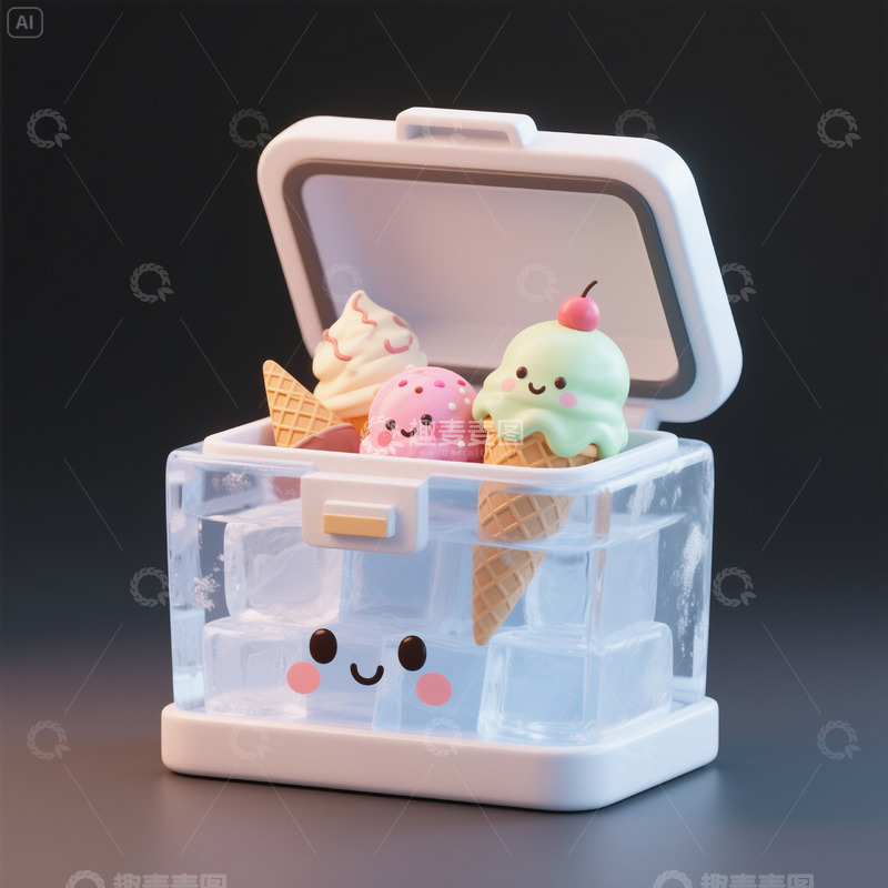高清大图下载【趣麦麦图】可爱的冰淇淋箱子1