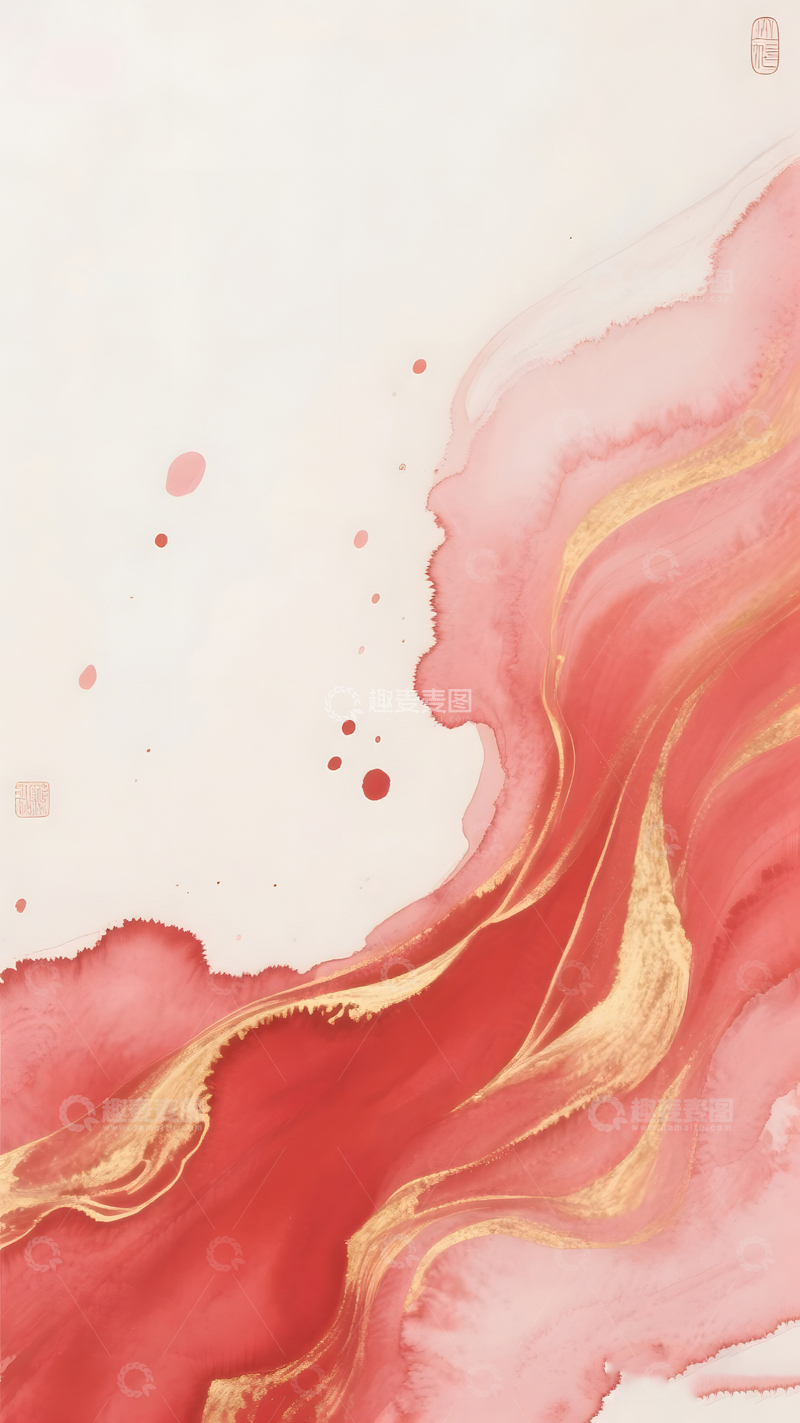 高清大图下载【趣麦麦图】红色水彩晕染