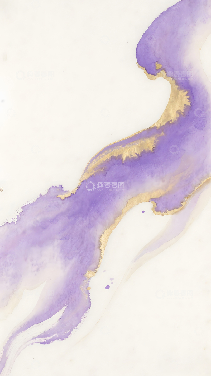 高清大图下载【趣麦麦图】紫色鎏金水彩晕染