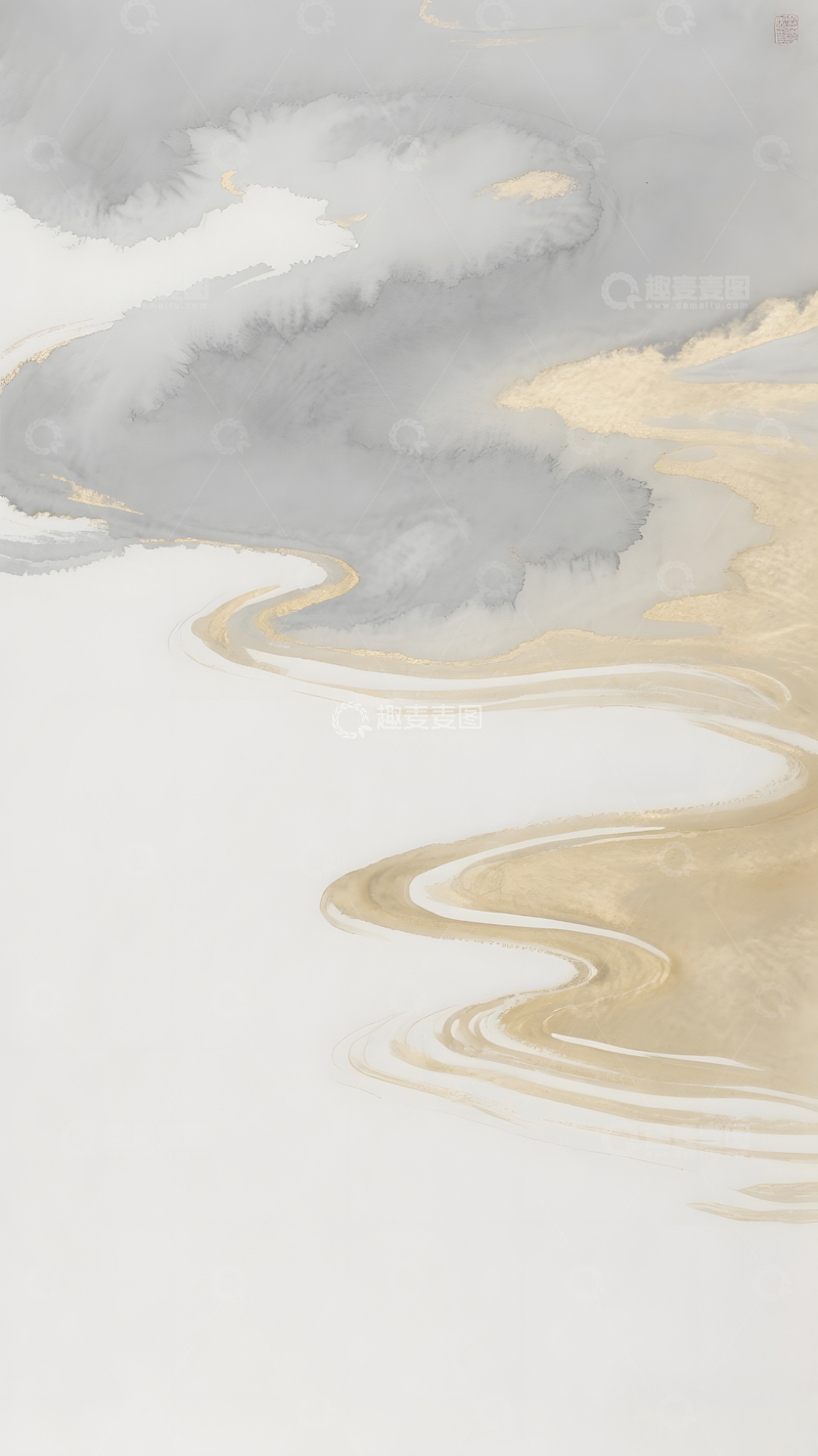 高清大图下载【趣麦麦图】灰色鎏金水彩晕染