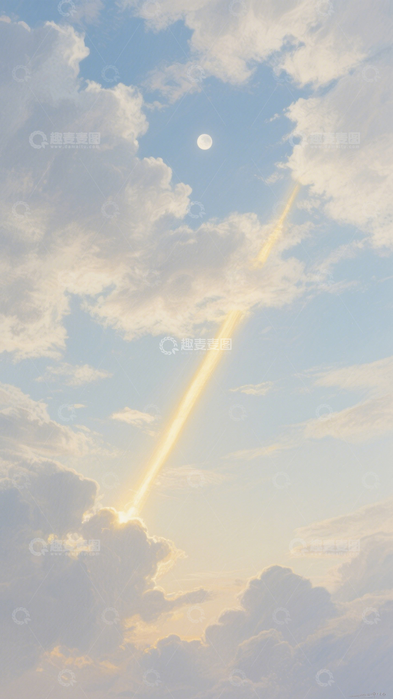 高清大图下载【趣麦麦图】天空月亮插画风景1
