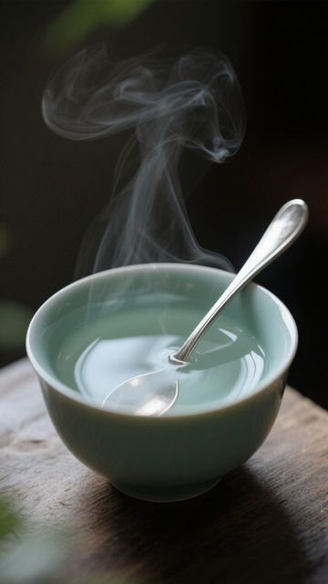 青瓷热茶蒸汽背景