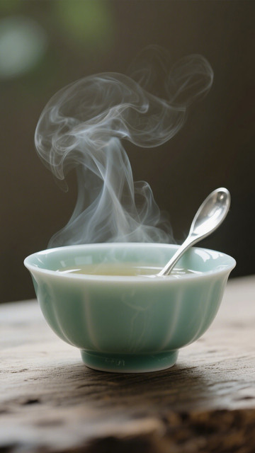 青瓷热茶禅意背景