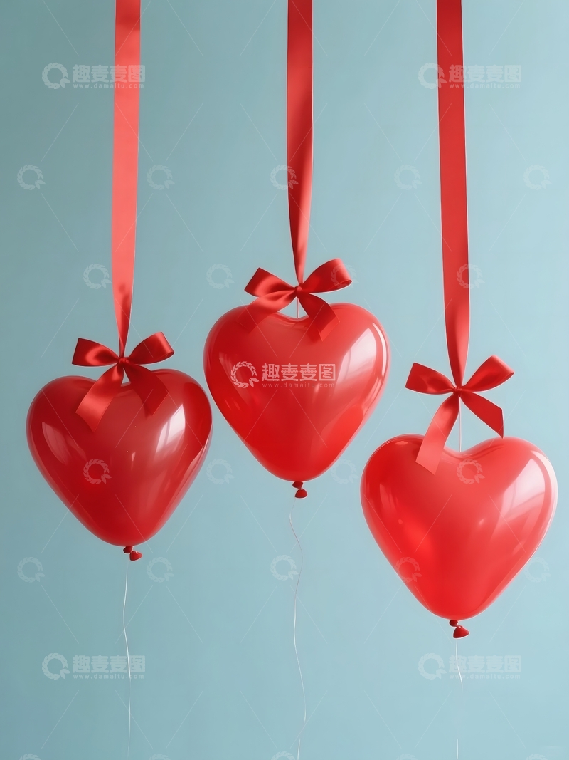 高清大图下载【趣麦麦图】红爱心气球装饰