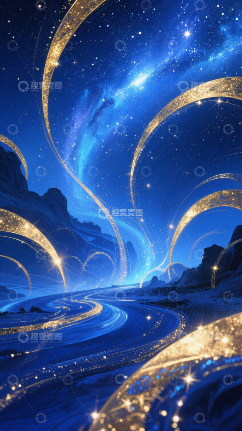 高清大图下载【趣麦麦图】蓝山金带意境背景