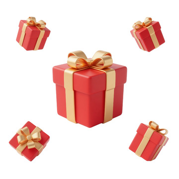 多角度质感电商促销红色礼盒免抠元素
