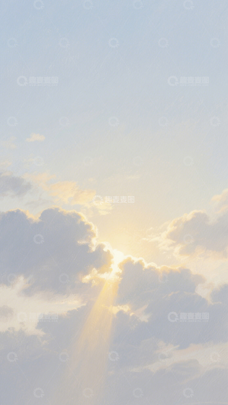 高清大图下载【趣麦麦图】天空云层插画风景