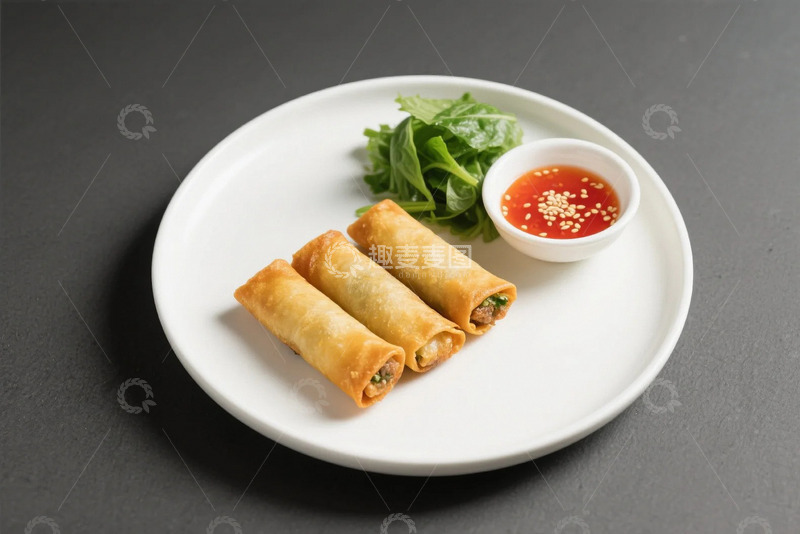 高清大图下载【趣麦麦图】酥脆可口的黄金春卷1