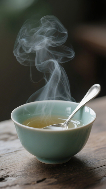 青瓷热茶暖烟背景