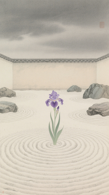 日式枯山水鸢尾花