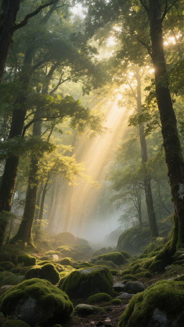 森林薄雾自然实景