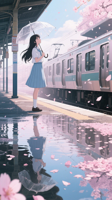 樱花车站少女背景3