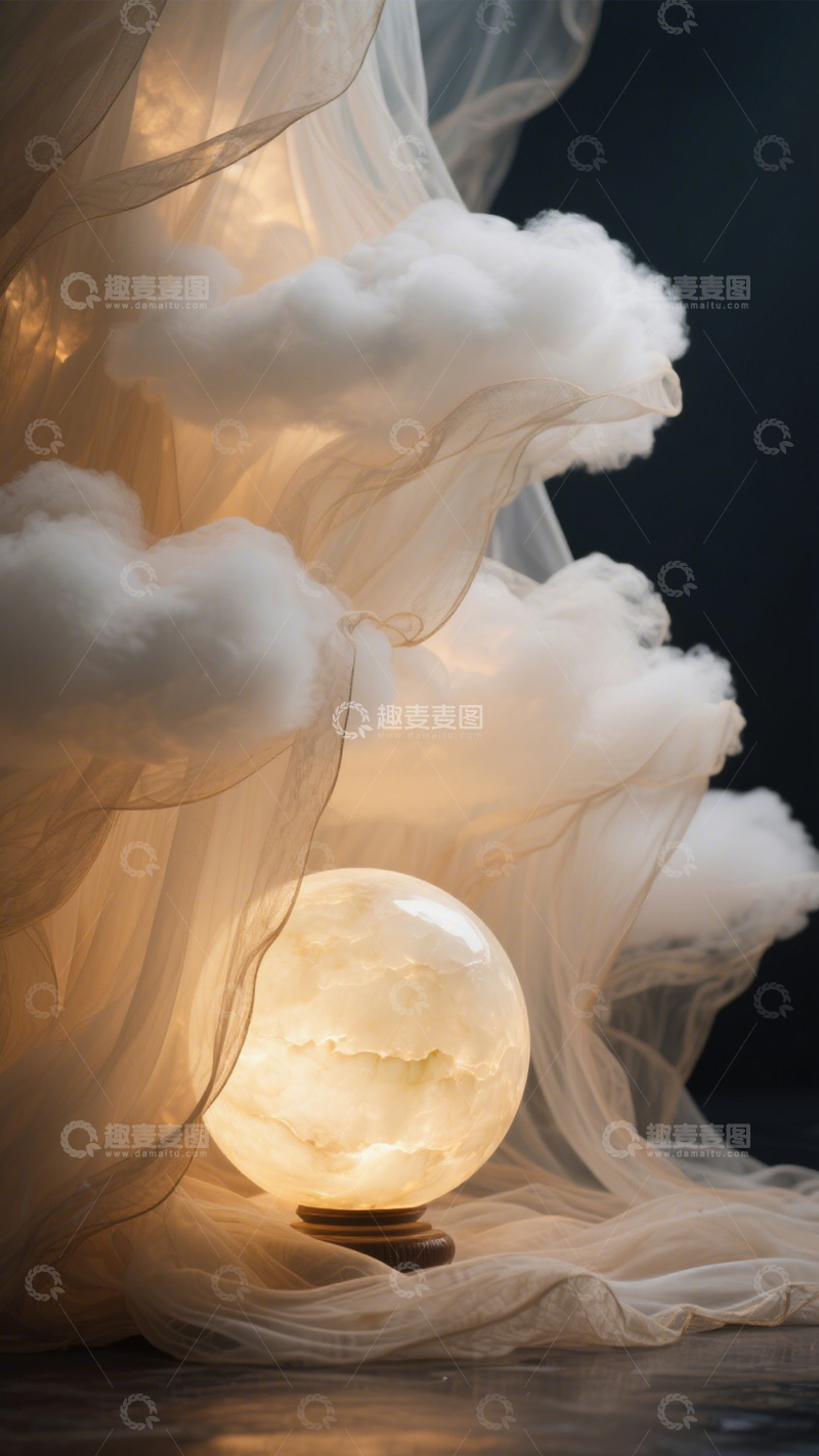 高清大图下载【趣麦麦图】水晶球发光纱布背景2