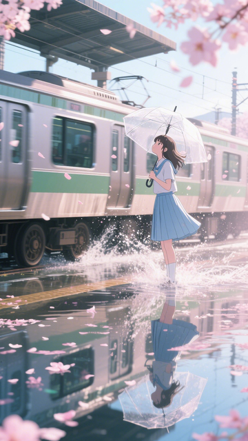 樱花车站少女背景2