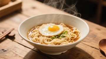 热气腾腾的溏心蛋拉面