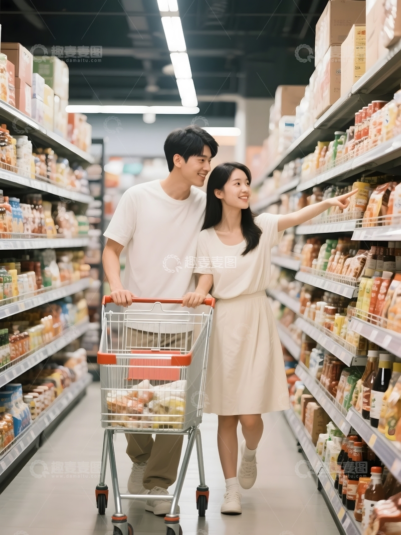 高清大图下载【趣麦麦图】情侣超市购物日常1