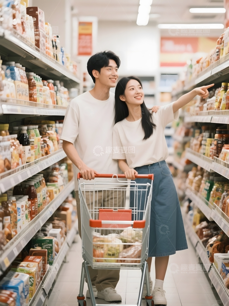 高清大图下载【趣麦麦图】情侣超市购物日常3