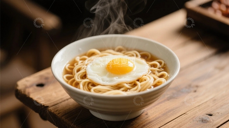 高清大图下载【趣麦麦图】热气腾腾的溏心蛋拉面1