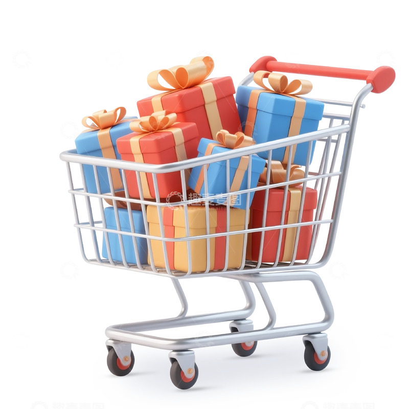 源文件下载【趣麦麦图】装满礼盒的购物车电商促销免抠元素