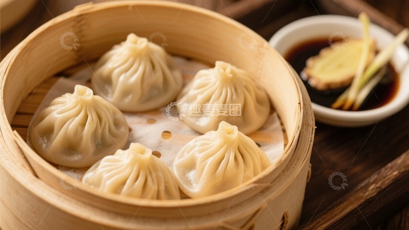 高清大图下载【趣麦麦图】笼屉里的美味小笼包