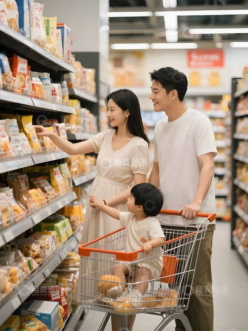 高清大图下载【趣麦麦图】家庭超市购物温馨时刻2