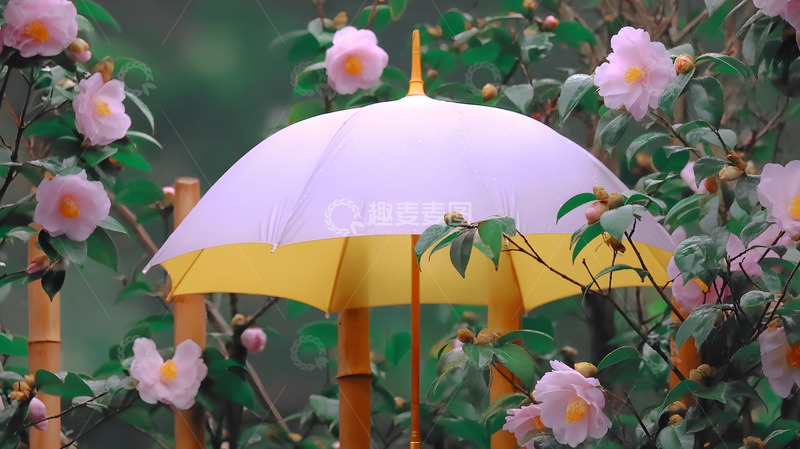 高清大图下载【趣麦麦图】春天雨伞和花卉文艺风场景2