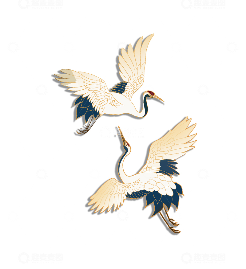 源文件下载【趣麦麦图】中国风国潮风仙鹤免扣
