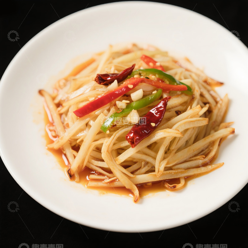 高清大图下载【趣麦麦图】酸辣土豆丝家常小炒菜高清美食摄影图片5