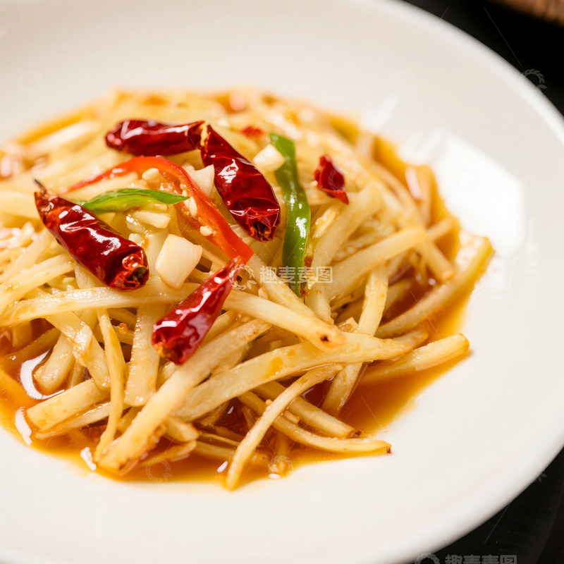 高清大图下载【趣麦麦图】酸辣土豆丝家常小炒菜高清美食摄影图片1