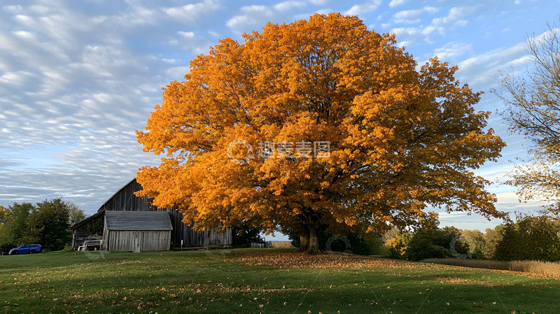高清大图下载【趣麦麦图】秋天的大树1