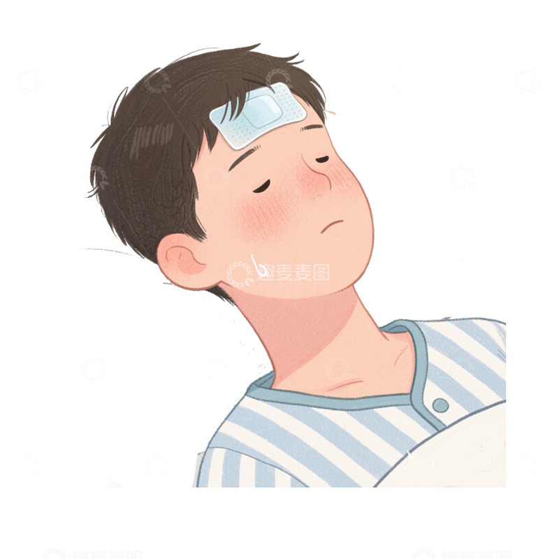 高清大图下载【趣麦麦图】生病的病人发烧免抠元素2