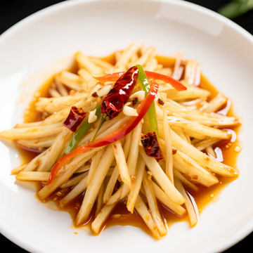 酸辣土豆丝家常小炒菜高清美食摄影图片
