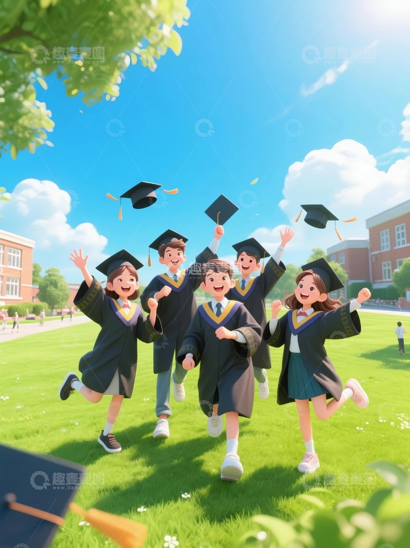 高清大图下载【趣麦麦图】毕业季插画素材装饰背景4