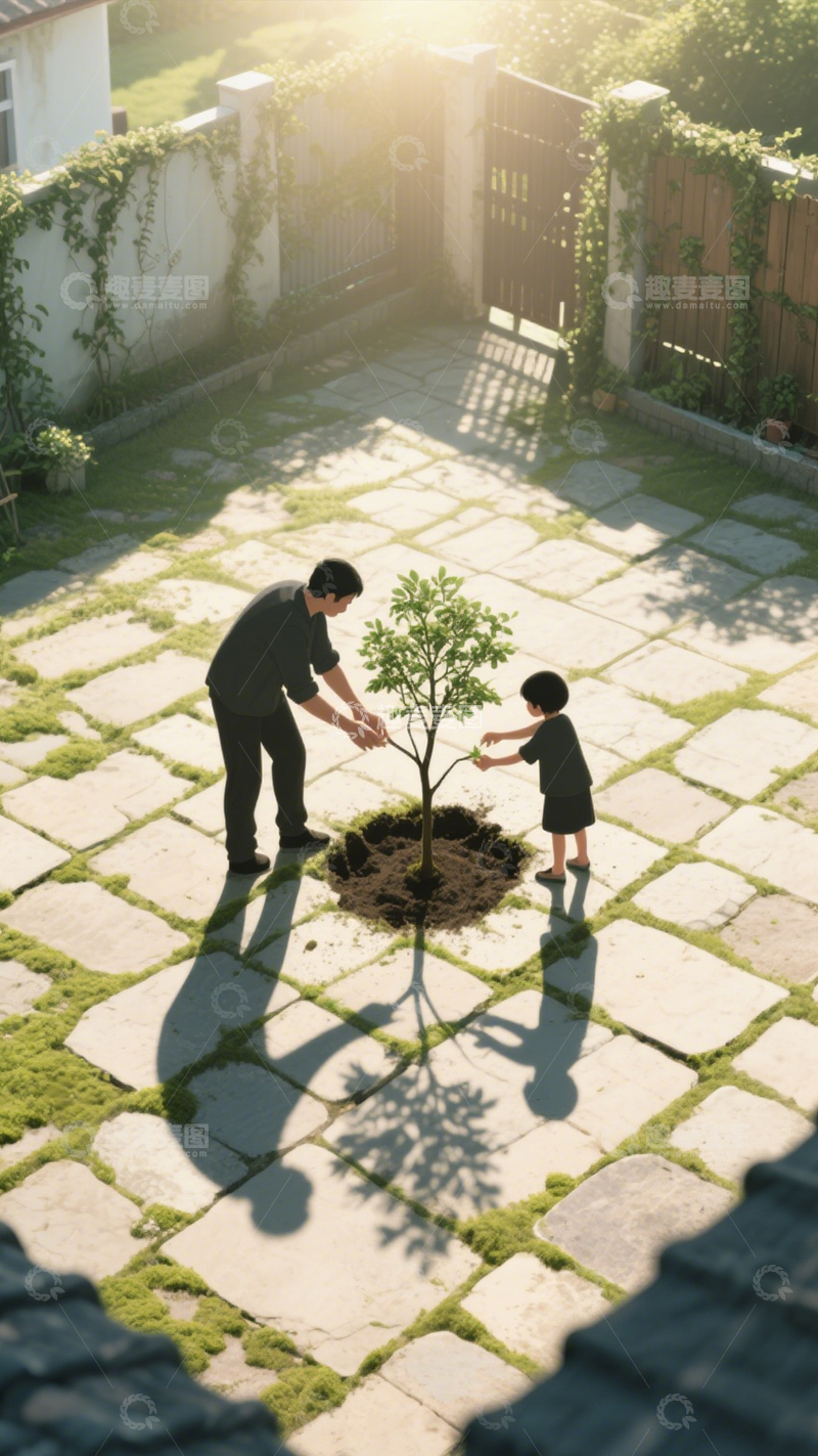 高清大图下载【趣麦麦图】父亲节植树背景3