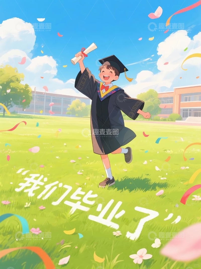 毕业季插画素材背景4