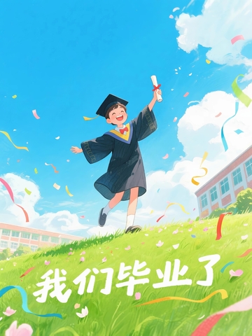 毕业季插画素材背景3